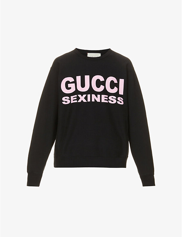 pakke biograf roman Gucci Sexiness text-print cotton-jersey sweatshirt - ShopStyle