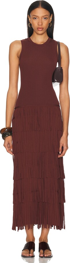 Simon Miller SIMONMILLER Za Za Sleevless Knit Fringe Dress in Chocolate