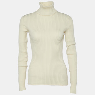Louis Vuitton Cream Rib Knit Turtle Neck Sweater S - ShopStyle