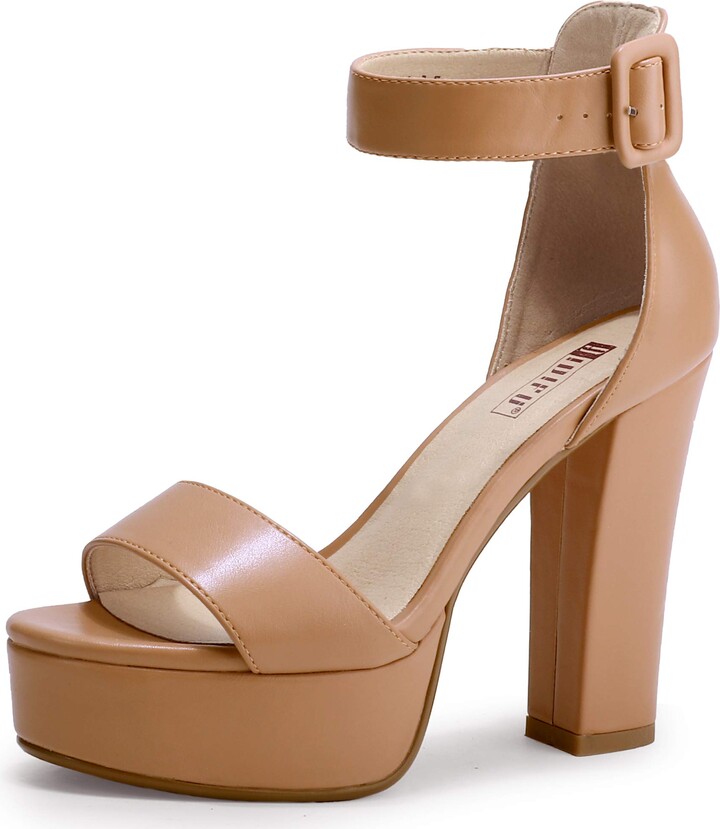 IDIFU Women's IN4 Sabrina Platform Chunky High Heels Ankle Strap Heeled Sandals Wedding Party Dress Shoes 