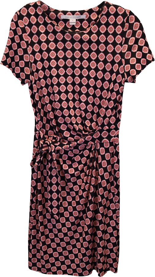 Diane von Furstenberg Printed Mock-Wrap Dress in Multicolor Silk
