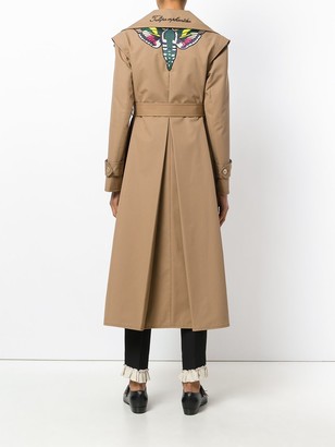 Gucci Butterfly Applique Gabardine Trench Coat