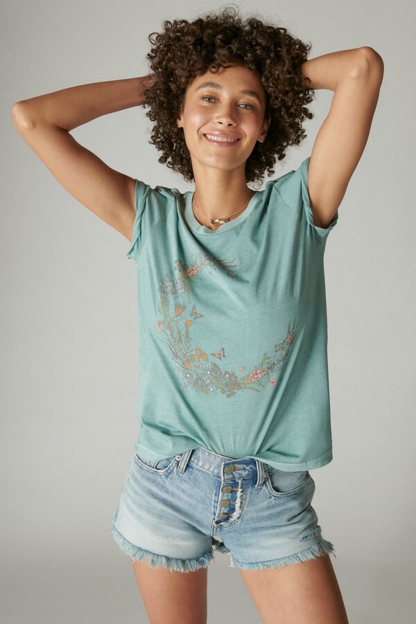 Lucky Brand Flower Moon Classic Crew - ShopStyle T-shirts
