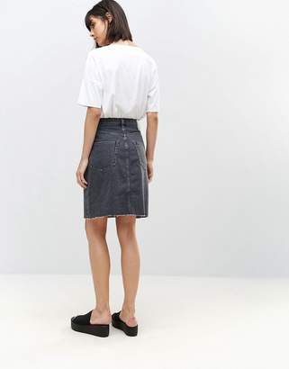 Weekday Denim Skirt With Frayed Hem