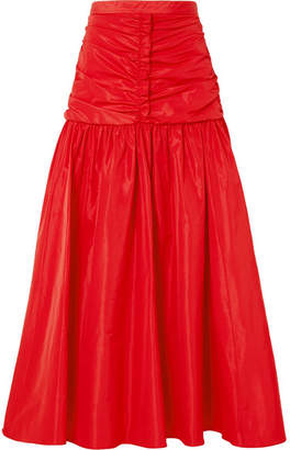 Stella McCartney Ruched Taffeta Maxi Skirt - Red