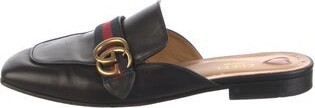 Gucci Sylvie Web Accent Leather Mules