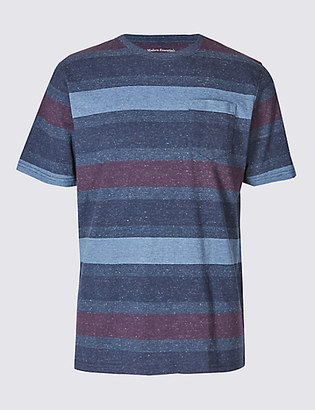 M&S Collection Pure Cotton Striped Crew Neck T-Shirt