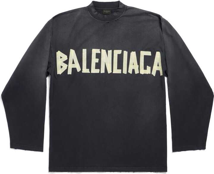 Balenciaga Tape Type Long Sleeve T-Shirt Oversized - ShopStyle