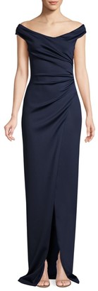 black halo off the shoulder gown