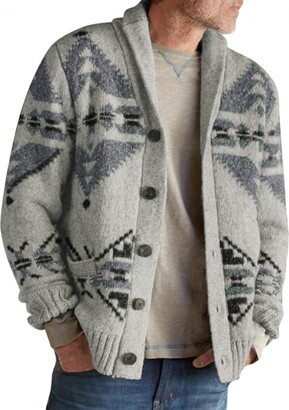 Mens Casual Stand Collar Cardigan Button Down Cable Knitted Sweater 