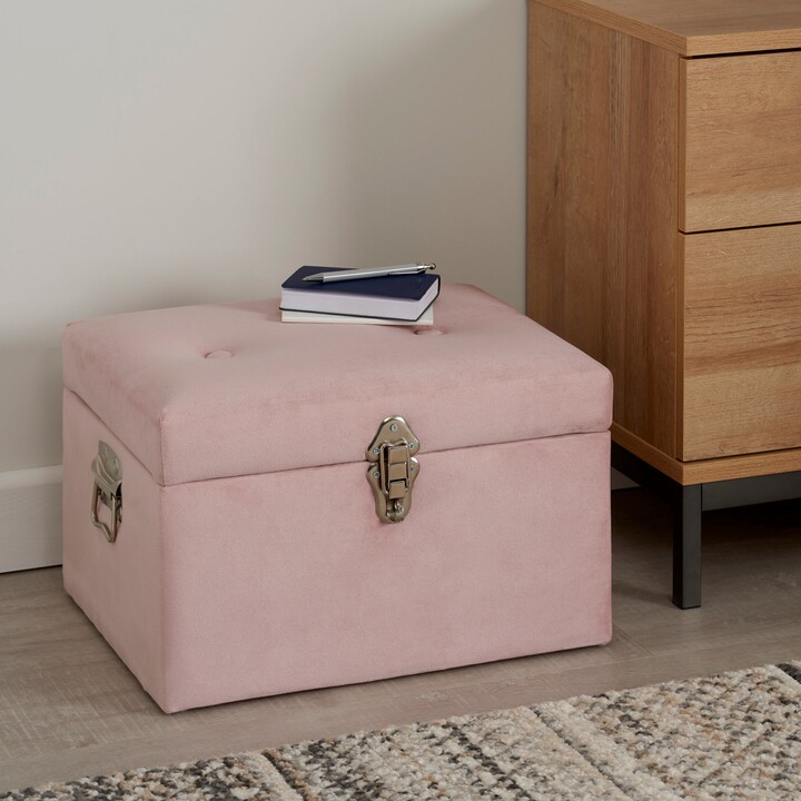 Dunelm Luxe Blush Velvet Storage Trunk Blush ShopStyle