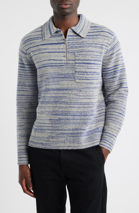 Wax London Alpha Space Dye Quarter Zip Polo Sweater