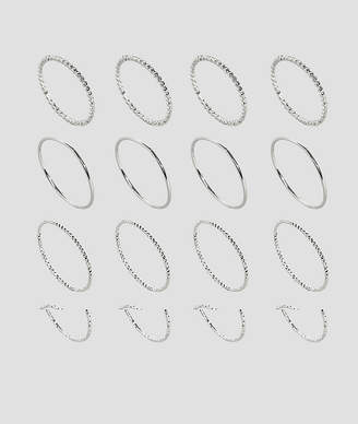 ASOS Design Pack Of 16 Minimal Mixed Texture Rings