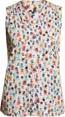 Nic+Zoe Have A Seat Printed V-Neck Tank