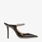 Thumbnail for your product : Jimmy Choo Black Patent Leather Mules With Crystal Strap