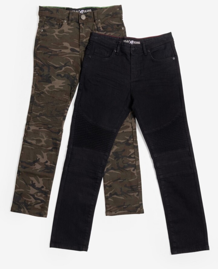 X-Ray Big Boy's 8-18 Stretch Jeans - 2 Pack - Black wash/olive camo