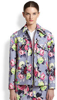 Thumbnail for your product : Carven Oversized Floral-Print Denim Jacket