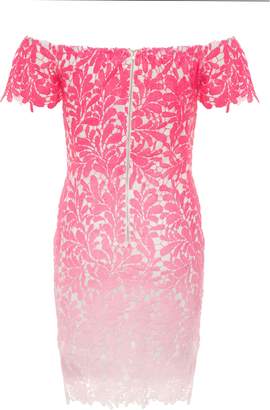 Quiz Pink Crochet Bardot Bodycon Dress