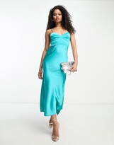 Thumbnail for your product : ASOS DESIGN satin bust cup detail midi dress in turquoise