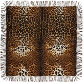 Thumbnail for your product : Saint Laurent Wool Toile Leopard Fringe Scarf