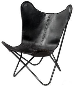 Carbon Loft Larkin Geometric Black Leather Butterfly Chair