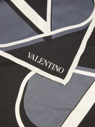Valentino Garavani Garavani - V-logo Silk Scarf - Black White
