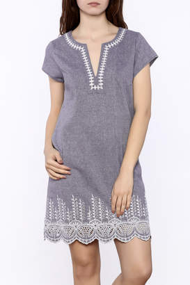 Mud Pie Embroidered Chambray Dress