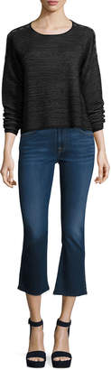 7 For All Mankind New Luxe Cropped Boot-Cut Jeans with Raw Hem, B(Air) Duchess