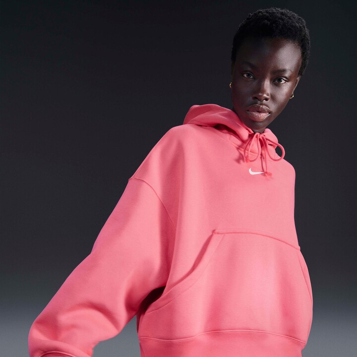 Nike Women's Sportswear Phoenix Fleece Over-Oversized Pullover Hoodie, Large, Aster Pink