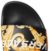 Thumbnail for your product : Versace Printed Leather Slides - Men - Black