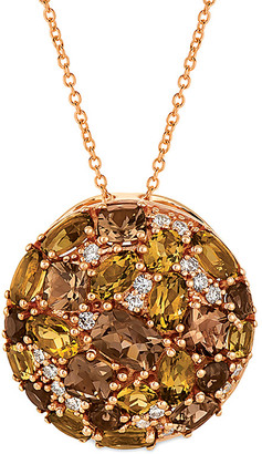 LeVian 14K Rose Gold 4.39 Ct. Tw. Diamond & Chocolate Quartz Pendant Necklace