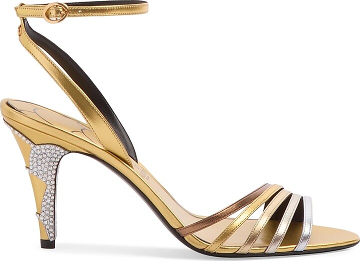 Women's Ladycrush 85MM Sandals in Laminated Nappa with Crystals - Multicolored - Size 9