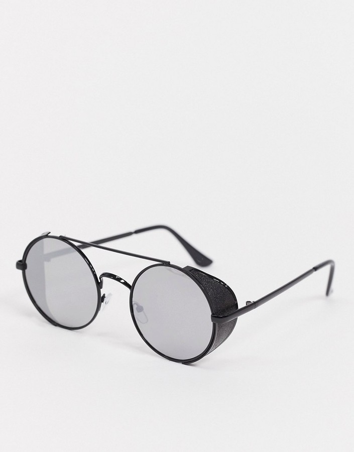 Jeepers Peepers round sunglasses in black with side cap detail ShopStyle