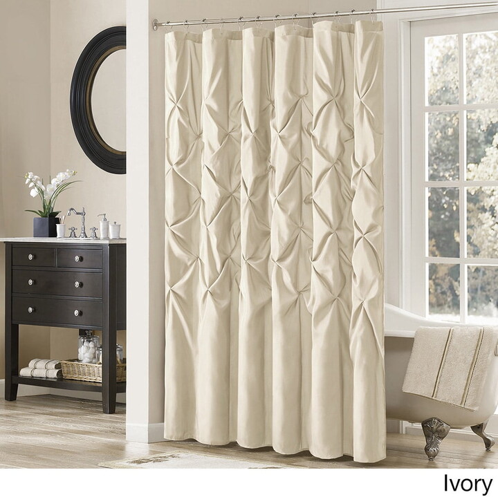 Madison Park Laurel Tufted Semi-Sheer Shower Curtain, Ivory, 72x72"