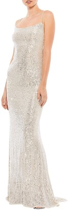 Mac Duggal Sequined Lace-Up Back Gown