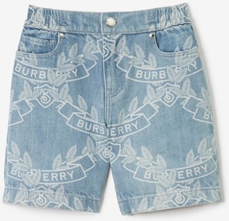 Burberry Childrens Oak Leaf Crest Japanese Denim Shorts Size: 10Y