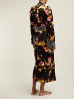 Thumbnail for your product : Richard Quinn Cloud Rose-print Silk-satin Robe - Womens - Black Print