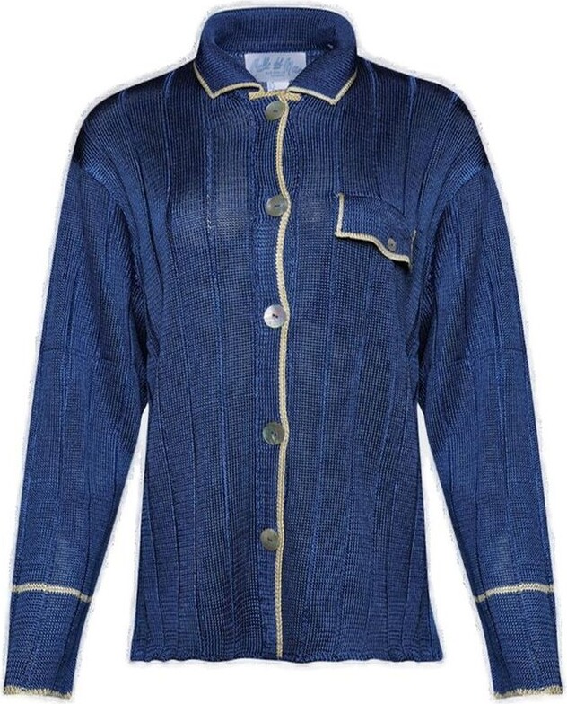 Calle Del Mar Long-Sleeved Buttoned Ribbed Shirt