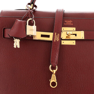 Hermes Kelly Handbag Rouge H Chevre de Coromandel with Gold Hardware 32 -  ShopStyle Shoulder Bags
