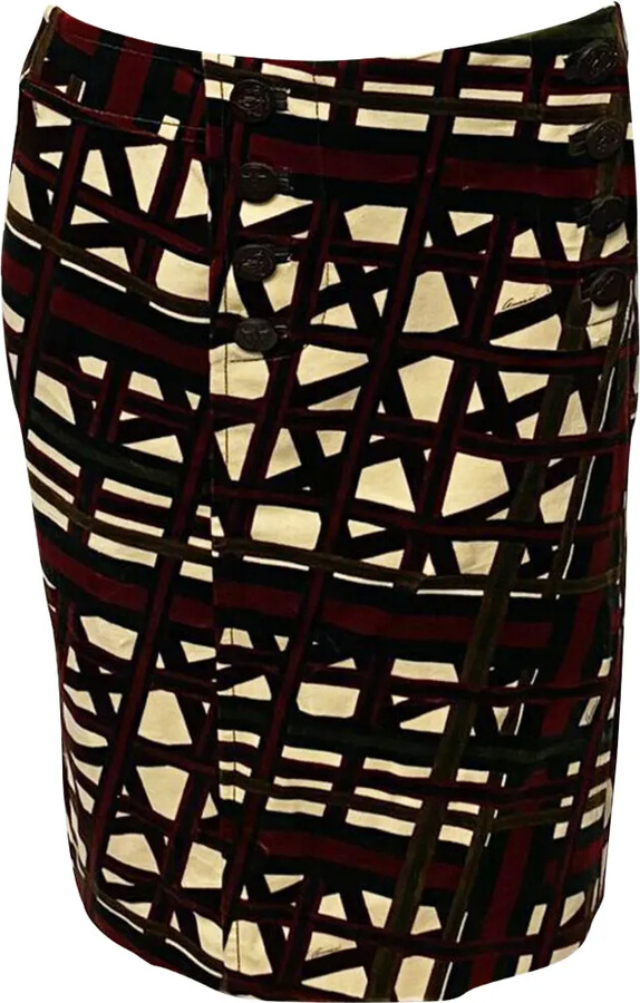Gucci Pre-Owned Fantasy Tartan Button Skirt