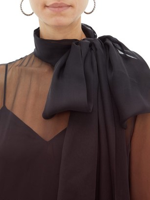 Valentino Pussy-bow Silk-organza And Cady Dress - Black