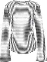 Thumbnail for your product : Frame Glittered Striped Linen And Cotton-blend Top