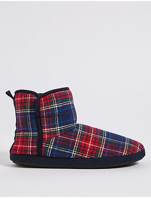 M&S Collection Tartan Pull-on Slipper Boots