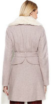 Thumbnail for your product : Jessica Simpson Tweed Belted Faux-Fur-Collar Peplum Coat