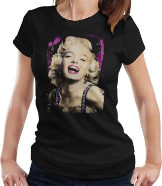 VINTRO Marilyn Monroe Pink Lips Women's T-Shirt Original Portrait by Sidney Maurer Professionally Printed