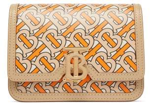 Burberry Tb-print Leather Belt Bag - Womens - Orange Multi