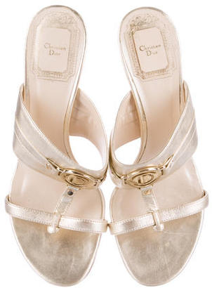 Christian Dior Metallic Slide Sandals