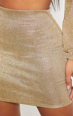 PrettyLittleThing Shape Gold Glitter Bodycon Skirt