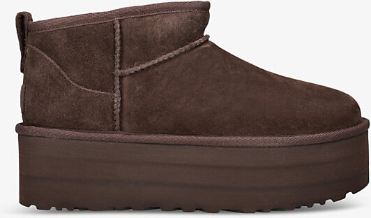 UGG Womens Brown Classic Ultra Mini Platform Suede Boots Eur 37 / 4 Uk Women