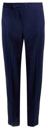 Stella McCartney Buckle Detail Wide Leg Wool Trousers - Womens - Blue